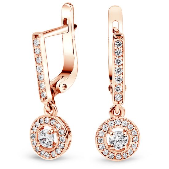 Gold earrings with white cubic zirkonia S68F, 4.05