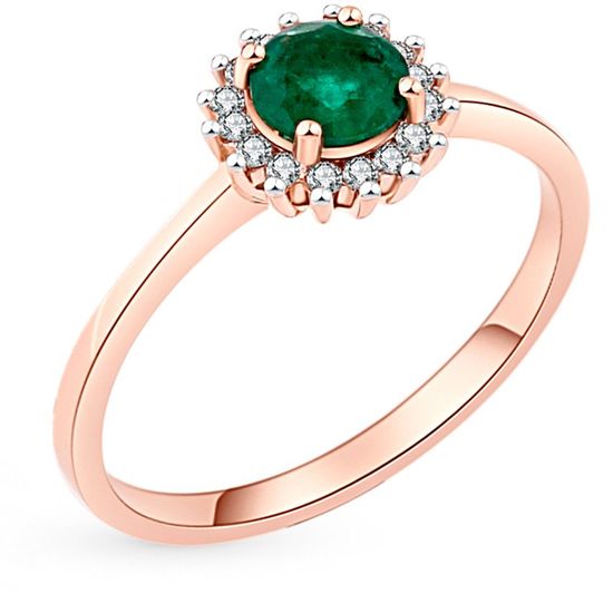 Gold ring with emerald and diamonds ИК5507, 2.67