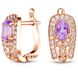 Earrings in gold with natural amethyst ПДСз65АМ, 3.95
