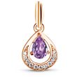 Gold pendant with natural amethyst PSz020AM