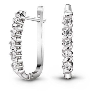 Серьги из белого золота с фианитами ФБСз318, 4.83