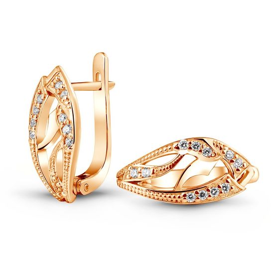 Gold earrings with cubic zirkonia ФСз101