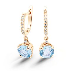 Earrings in gold with natural topaz ПДСз25Т