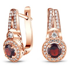 Gold earrings with natural garnet ПДСз77Г, 4.37