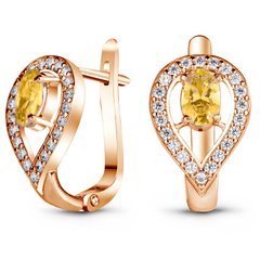 Gold earrings with natural citrine ПДСз69Ц