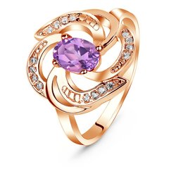 Gold ring with natural amethyst ФКз191АМ, 16, 3.21