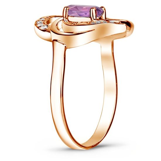 Gold ring with natural amethyst ФКз191АМ, 3.21