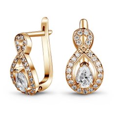 Gold earrings with cubic zirkonia ФСз159
