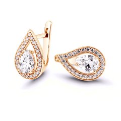 Gold earrings with cubic zirkonia ПДСз93