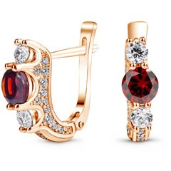Gold earrings with natural garnet БСз110Г