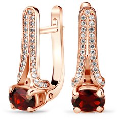Gold earrings with natural garnet ПДСз50Г, 4.12
