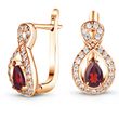 Earrings made of gold with natural garnet ФСз159Г