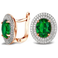 Gold earrings with emerald nano S66NE, 4.65