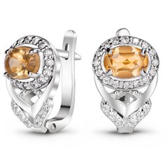 Silver earrings with natural citrine ПДС02Ц