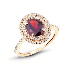 Gold ring with natural garnet ПДКз66Г, 2.88