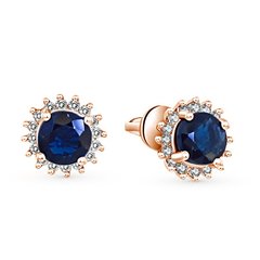 Gold earrings with sapphires and diamonds СС5507