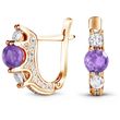 Gold earrings with natural amethyst БСз110АМ
