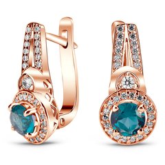 Gold earrings with natural topaz London Blue ПДСз77ЛБ, 4.37