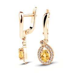 Gold earrings with natural citrine ПДСз99Ц