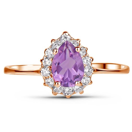 Gold ring with natural amethyst ПДКз124АМ, 15, 1.49