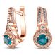 Gold earrings with natural topaz London Blue ПДСз77ЛБ, 4.37