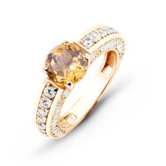 Gold ring with natural citrine БКз102Ц, 15, 4.86