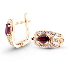 Earrings made of gold with natural garnet ПДСз65Г