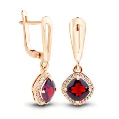 Earrings made of gold with natural garnet ПДСз80Г