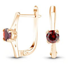Gold earrings with natural garnet Сз2094Г