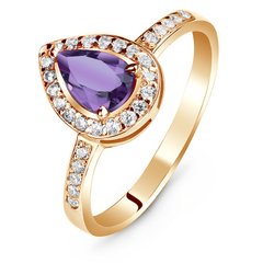 Gold ring with natural amethyst ПДКз115АМ, 15, 2.75