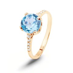 Gold ring with natural topaz ПДКз25Т, 15.5, 2.55