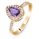 Gold ring with natural amethyst ПДКз115АМ, 2.75