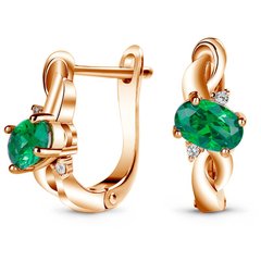 Gold earrings with emerald nano ПДСз103НИ, 3.48