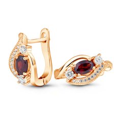 Gold earrings with natural garnet ПДСз106Г