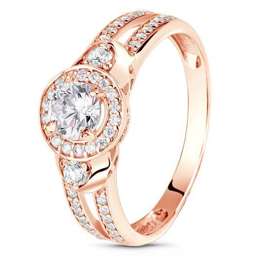 Gold ring with cubic zirkonia ПДКз77, 2.57