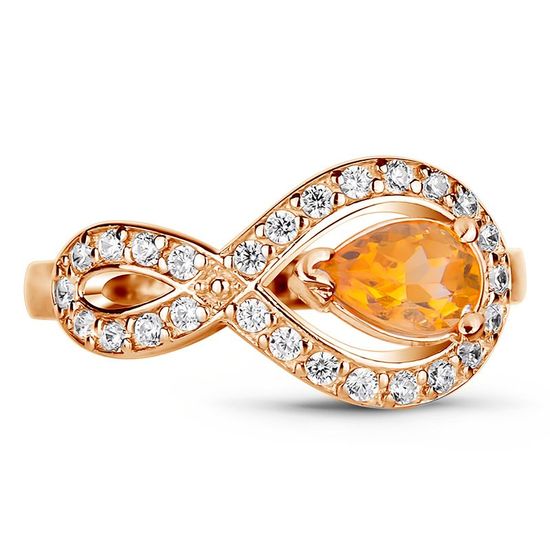 Gold ring with natural citrine ФКз159Ц, 15.5, 2.45